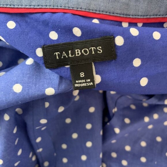 Talbots Blue White Polka Dot Button Down Shirt - Picture 5 of 6